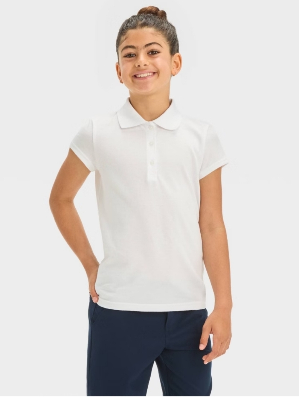 Girl's White Short Sleeve Polo Top - Cat & Jack - XL (14)